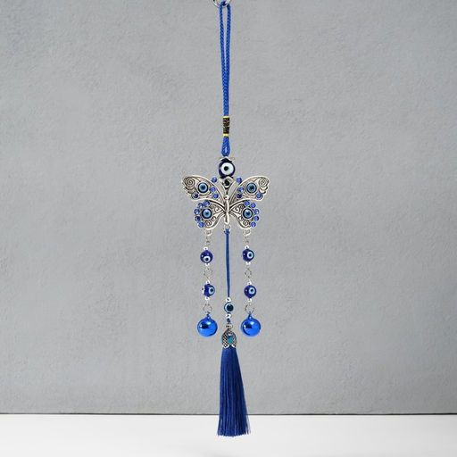 Подвеска от сглаза металл Бабочка с колокольчиками и кисточкой, 730 см