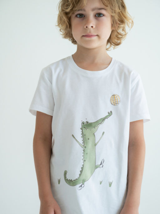 Футболка с принтом Крокодил, белый - Lesi kids фото 12