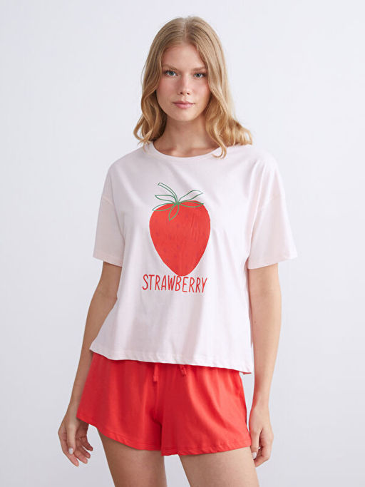 ?ilek Bask?l? Kad?n ?ortlu Pijama Tak?m?