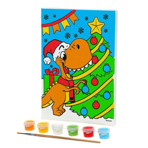 Набор для творчества. Картина по номерам и гравюра Динозаврики у ёлки - Школа талантов фото 3