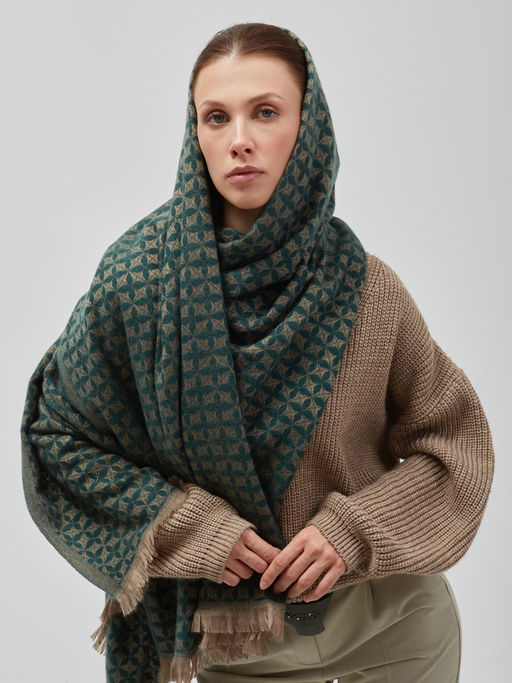 В составе шерсть и кашемир! теплый двусторонний палантин - Tantino фото 9