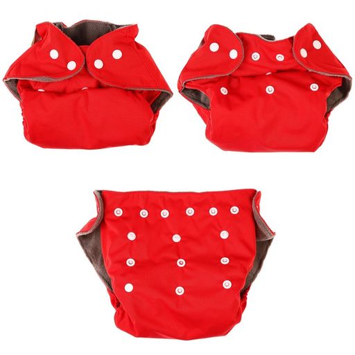 Трусики-подгузник, многоразовый, угольно-бамбуковая ткань, цвет красный, от 0-36 мес. - Крошка я фото 5