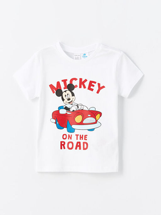 Bisiklet Yaka K?sa Kollu Mickey Mouse Bask?l? Erkek Bebek ?ortlu Pijama Tak?m? - Waikiki фото 2