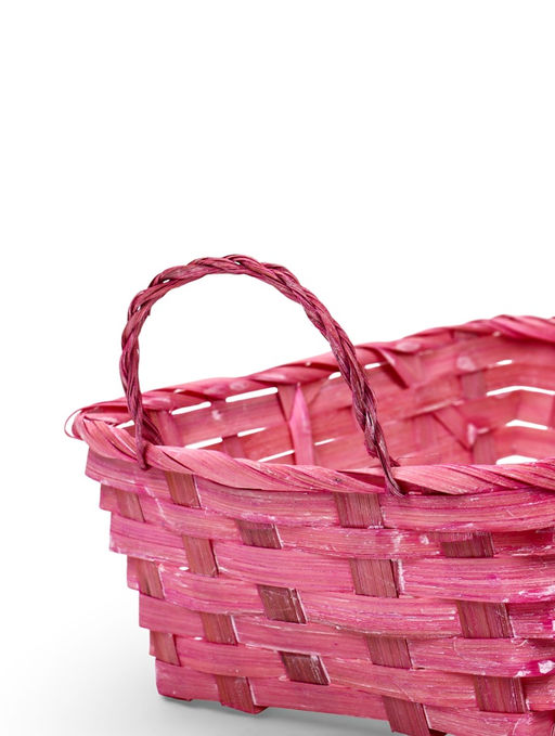 Корзина плетёная для хранения, 24×20×8 см, с ручками, бамбуковая, розовая, Greengo
