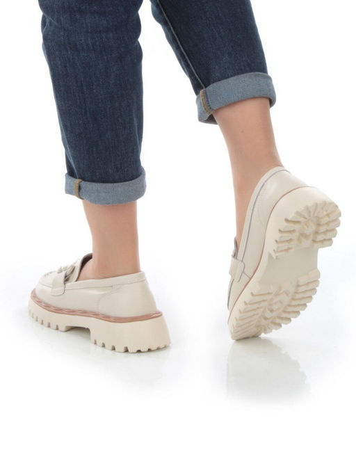 03-HY6-1D BEIGE Лоферы женские (натуральная кожа) - Фабричный китай фото 3