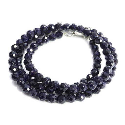 Бусы из камня Синий авантюрин алмазная огранка 4мм 38см удача, победа, везение, богатство