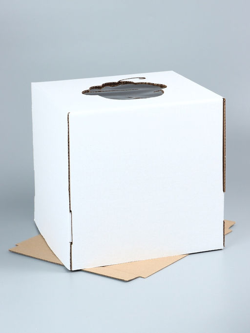 Цена за 5 шт. Коробка под торт с окном, «Пироженка», белая, 30×30×30 см