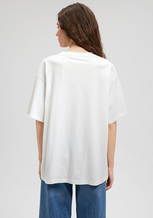 Ekru Basic Tisort - Mavi фото 4