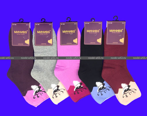 Цена за 12 пар. МИНИBS носки женские внутри махра Олени со слабой резинкой арт. 1680 37-41 (фактически 36-40)