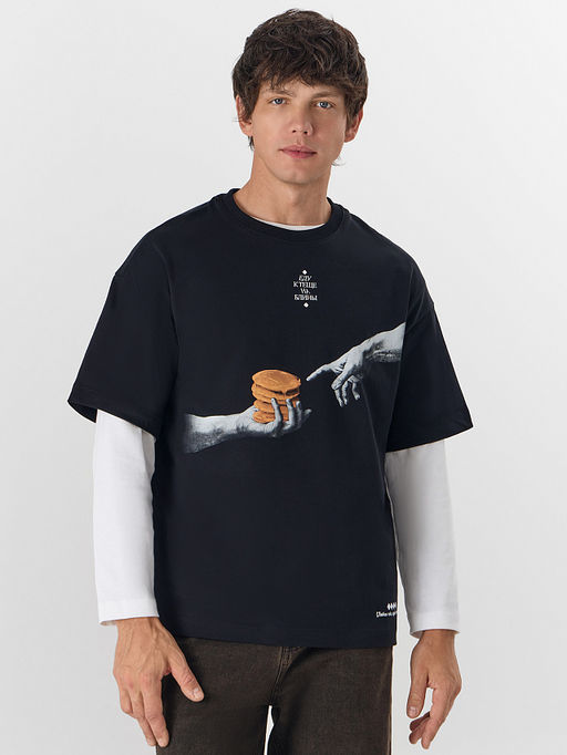 Футболка мужская черная с надписью Еду к теще на блины - Mark formelle фото 6