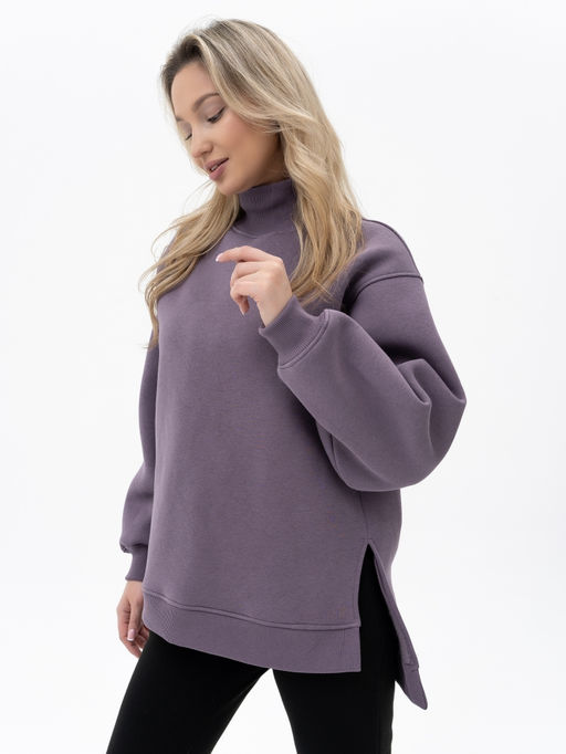 футер 3х нитка с начесом Свитшот ,серо-лавандовый - Binita фото 4