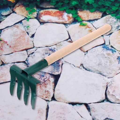 Цена за 5 шт. Грабли витые 4-х зубые металлические с деревянной ручкой