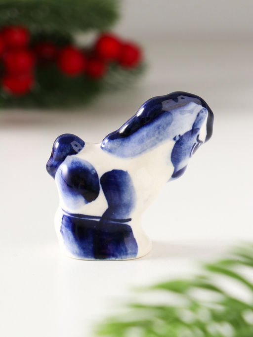 Цена за 2 шт. Фигурка фарфор «Пони малая», 4.5×4.5×2.5 см, гжель