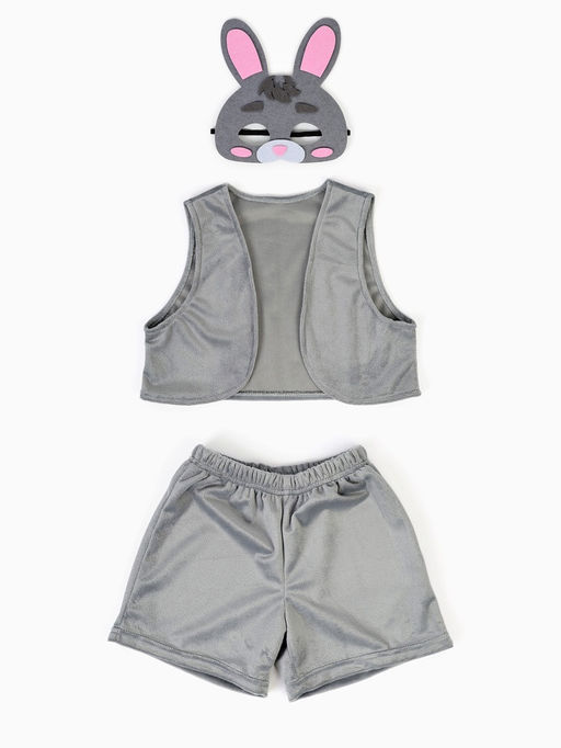 Карнавальный костюм "Зайчик", жилет, шорты, маска фетр, рост 92-116 см