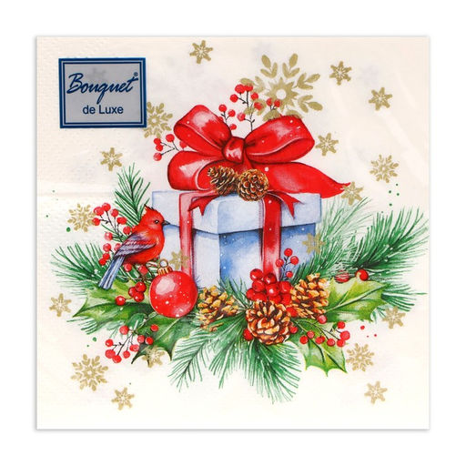Цена за 3 шт. Салфетки бумажные Bouquet de Luxe Подарок на Новый год, 3 слоя, 24?24 см, 25 шт.