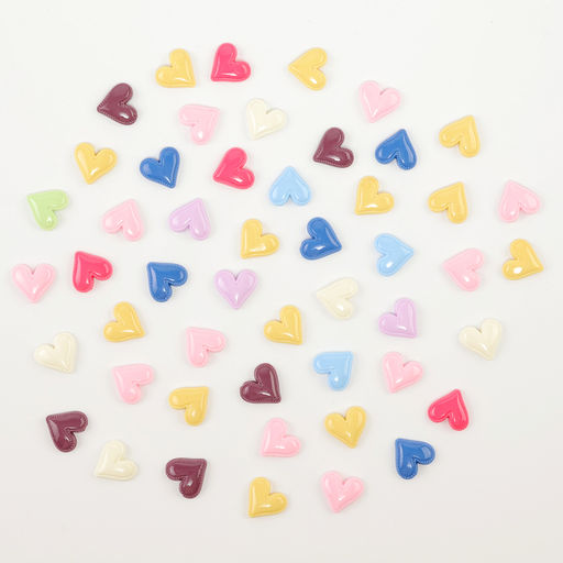 Кабошон «Сердце», набор 50 шт., размер 1 шт. — 1.5×1.5×0.2 см, цвет МИКС