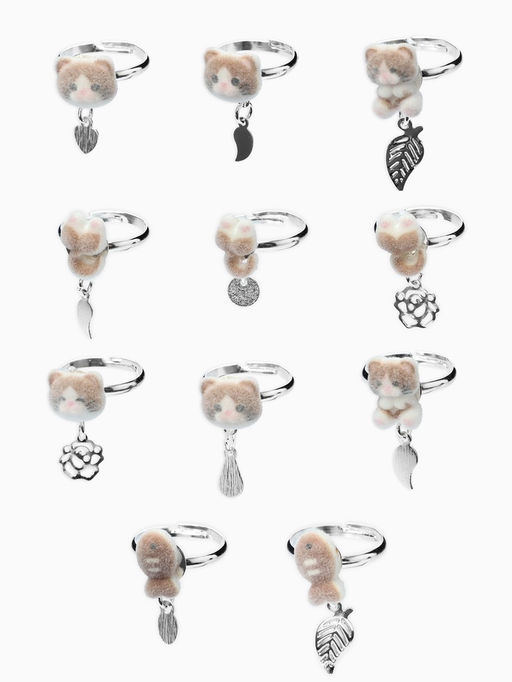 Цена за 36 шт. Кольцо «Выбражулька» котики бархат, МИКС, безразмерное (фас. 36 шт.)