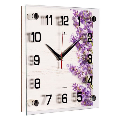 Часы настенные интерьерные «Лаванда», бесшумные, плавный ход, 25×25 см
