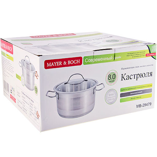 29479 Кастрюля с крышкой 26 см 8 л МВ (х4) - Mayer&boch фото 2