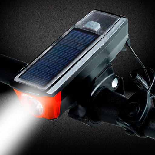 Фонарь передний COMIRON SUNPOWER корпус: ABS, IPX4; свет: T6, 350lm аккум: 2000 mAh USB сигнал 120Дб POWER BANK полная зарядка от солнца /уп 9/80/ - ГалеонТрейд фото 25