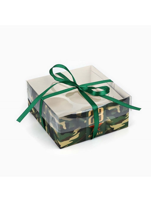 Цена за 5 шт. Коробка для капкейка 23 февраля, 16?16?7.5 см