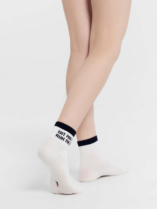 Цена за 5 пар! Носки женские белые с рисунком в виде надписи EAT PASTA, RUN FASTA - Mark formelle фото 2