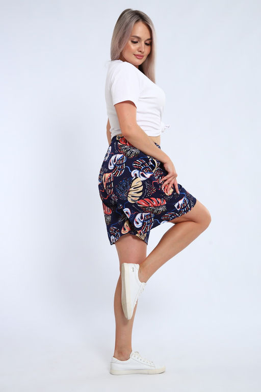 Шорты женские из кулирки Цветник папоротник макси