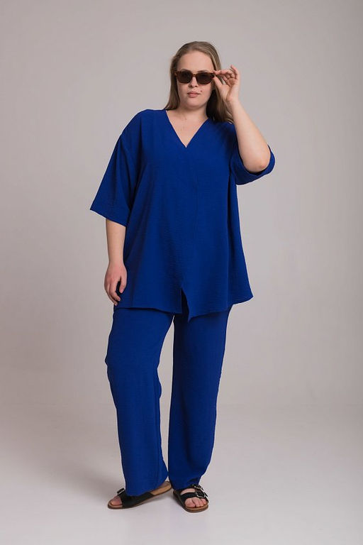 Костюм туника и брюки М325152в васильковый - Елена фото 4