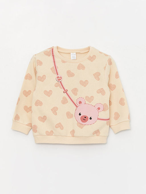 Bisiklet Yaka Uzun Kollu Bask?l? K?z Bebek Sweatshirt ve Tayt 2li Tak?m - Waikiki фото 2