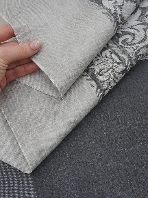 Крой скатерти жаккард Цветочная арабеска цв.серый, 1.90м*2.55м, лен-51%, хлопок-49% - Купава фото 6