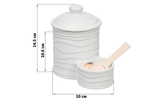 Банка д/соли 500 мл 15,5*10*14,5 см "Айсберг волны" с деревянной ложкой и крышкой