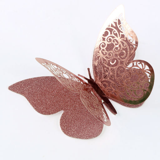 Набор для украшения Бабочки с узорами, набор 12 шт, цвет розовое золото - Страна карнавалия фото 3