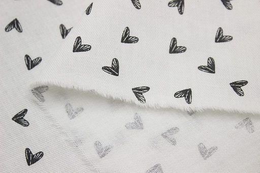Плательный хлопок Сердечки на белом ш.1.5м, хлопок-100%, 115гр/м.кв - Купава фото 2