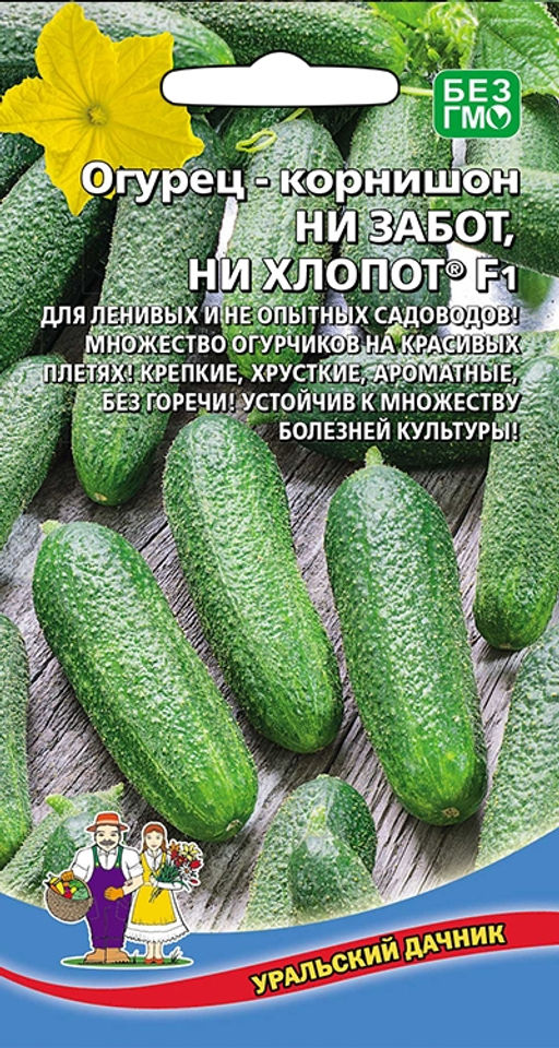 Огурец НИ ЗАБОТ, НИ ХЛОПОТ F1 Для ленивых и неопытных садоводов! Множество огурчиков на красивых плетях! Крепкие, хрустящие, ароматные, без горечи!
