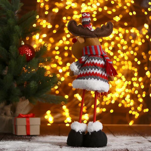 Игрушка мягкая «Олень в полосатом шарфике-длинные ножки» стоит, 11×36 см