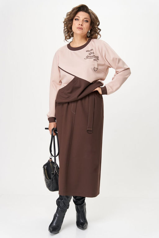 Костюм Aira Style 24129/1 пудра+коричневый