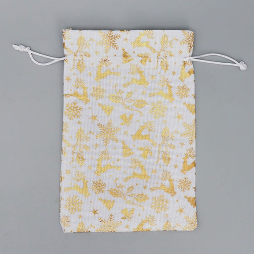 Цена за 5 шт. Мешочек подарочный холща Новогодние олени, тиснение, 16 24 см +/- 1.5 см - Дарите счастье фото 5