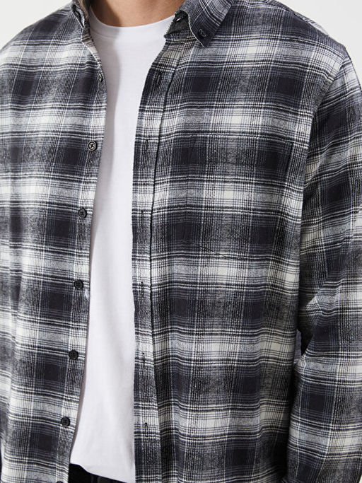 Regular Fit Uzun Kollu Ekose Poplin Erkek G?mlek