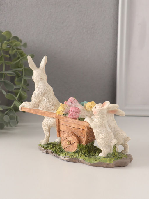 Фигурка полистоун Кролики везут тележку с капустой, 16?5.5?13 см