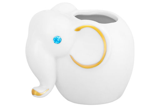 Вазочка п/зубоч. 6*4*5 см 35 мл Слон белая, золото - Elan gallery фото 10