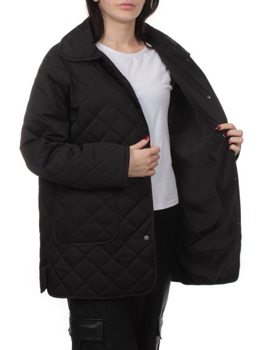 H24-003 BLACK Куртка демисезонная женская (100 гр. холлофайбер) - Фабричный китай фото 7