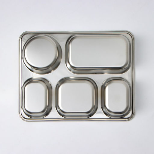 Поднос, 5 секций, 28×22×4 см, нержавеющая сталь, серебристый