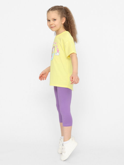 CRB wear/CSKG 90215-30 Комплект для девочки (футболка, бриджи),желтый/Ex.Cherubino