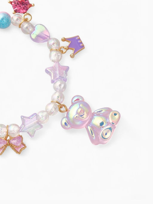 Браслет детский «Выбражулька» d=5.5 см мишка, звёзды, фиолетовый