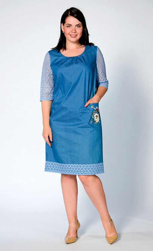 Хит сезона! Платье из голубого хлопкаджинс с эффектной отделкой - Ckc collections фото 2