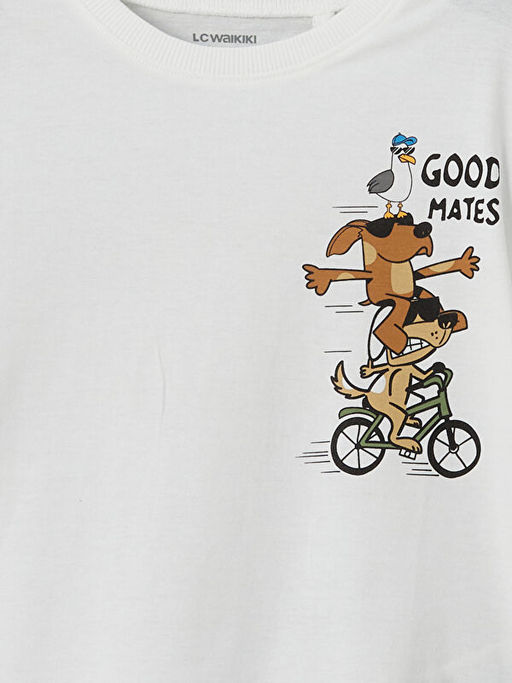 Bisiklet Yaka Bask?l? Erkek ?ocuk Ti??rt