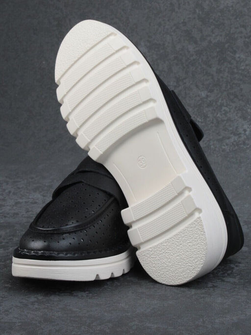 03-YD10-3D BLACK Лоферы женские (натуральная кожа)