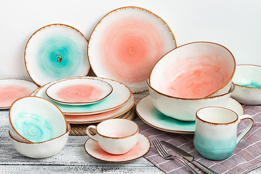 Набор 2 салатников 550 мл 13,5*13,5*7,5 см Кантри, бирюзовый, фарфор - Elan gallery фото 6