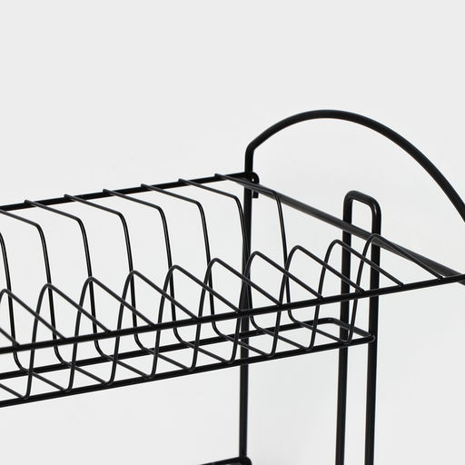 Сушилка для посуды с поддоном 2-х ярусная, разборная, 39.5×24×29.5 см, чёрная