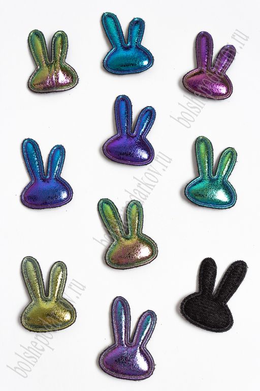 Патч кожзам 3D "Зайка" 2,8*4 см (10 шт) SF-2970, черный хамелеон